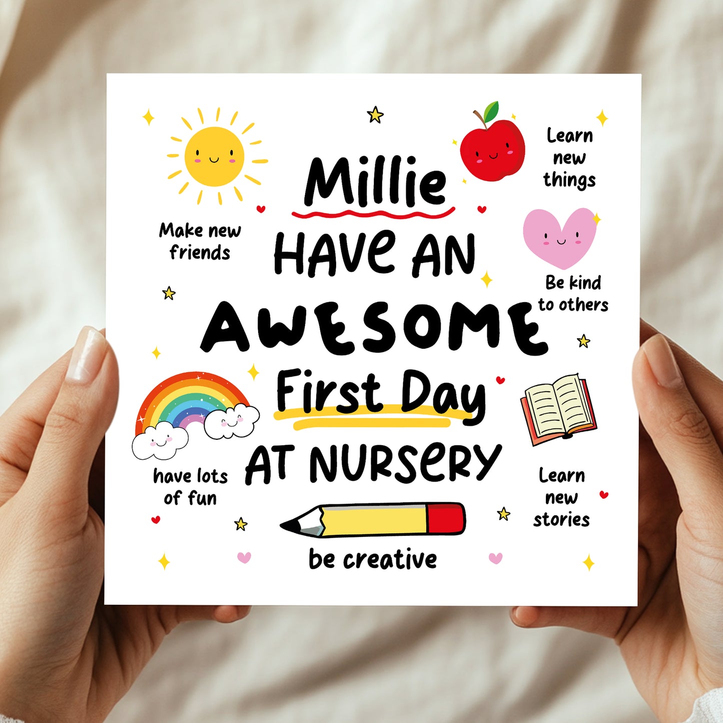 Personalised 1st Day Of Nursery Card For Daughter Son