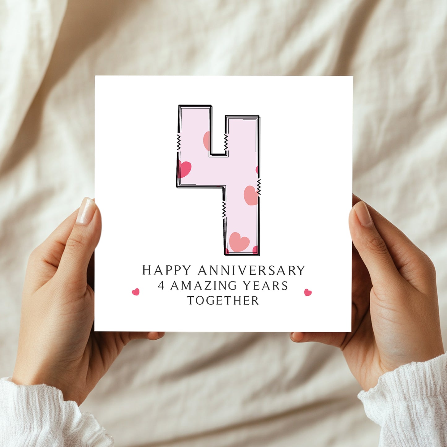 4th Wedding Anniversary Card With Envelope 4th Anniversary Card
