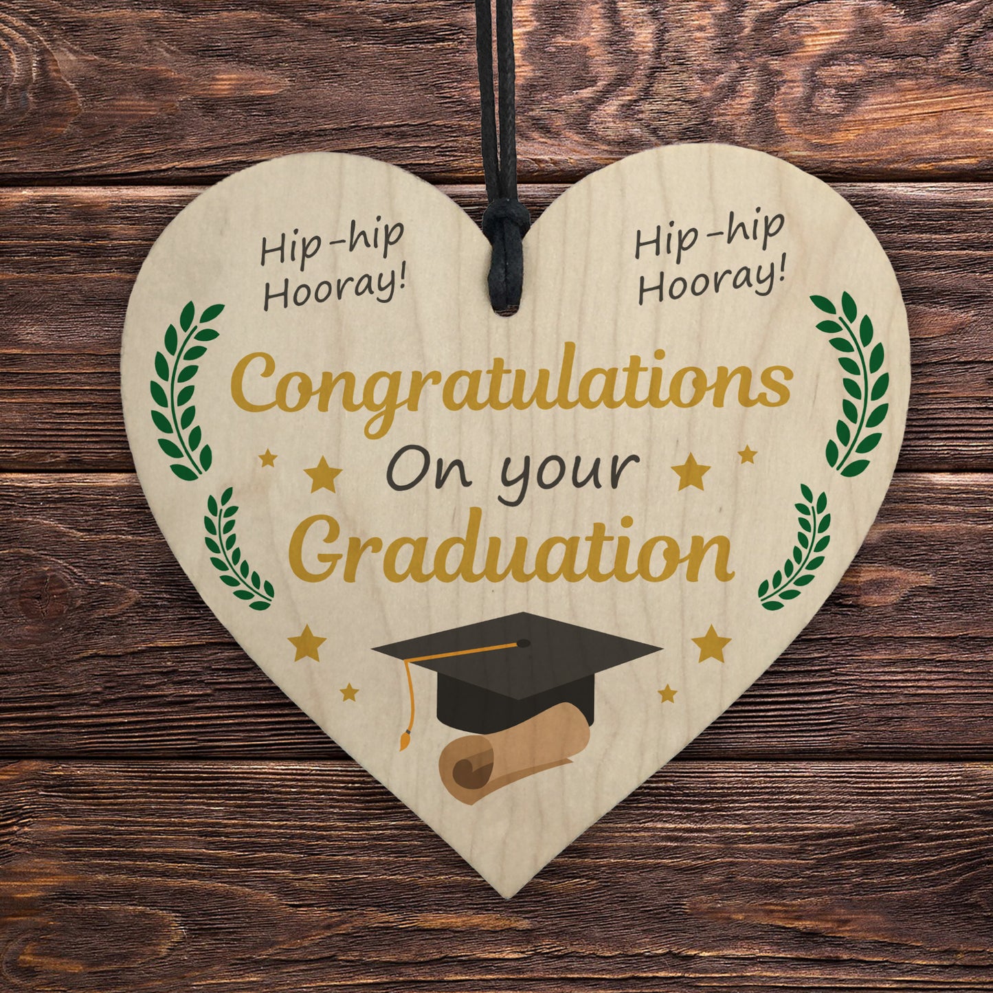 Congratulations On Your Graduation Gift Hooray Wood Heart