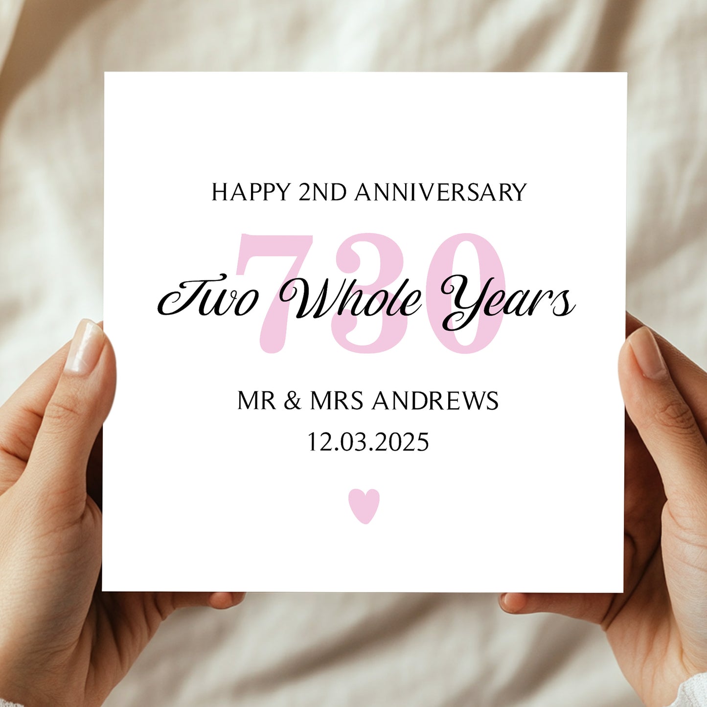 Personalised 2nd Wedding Anniversary Card For Husband Wife