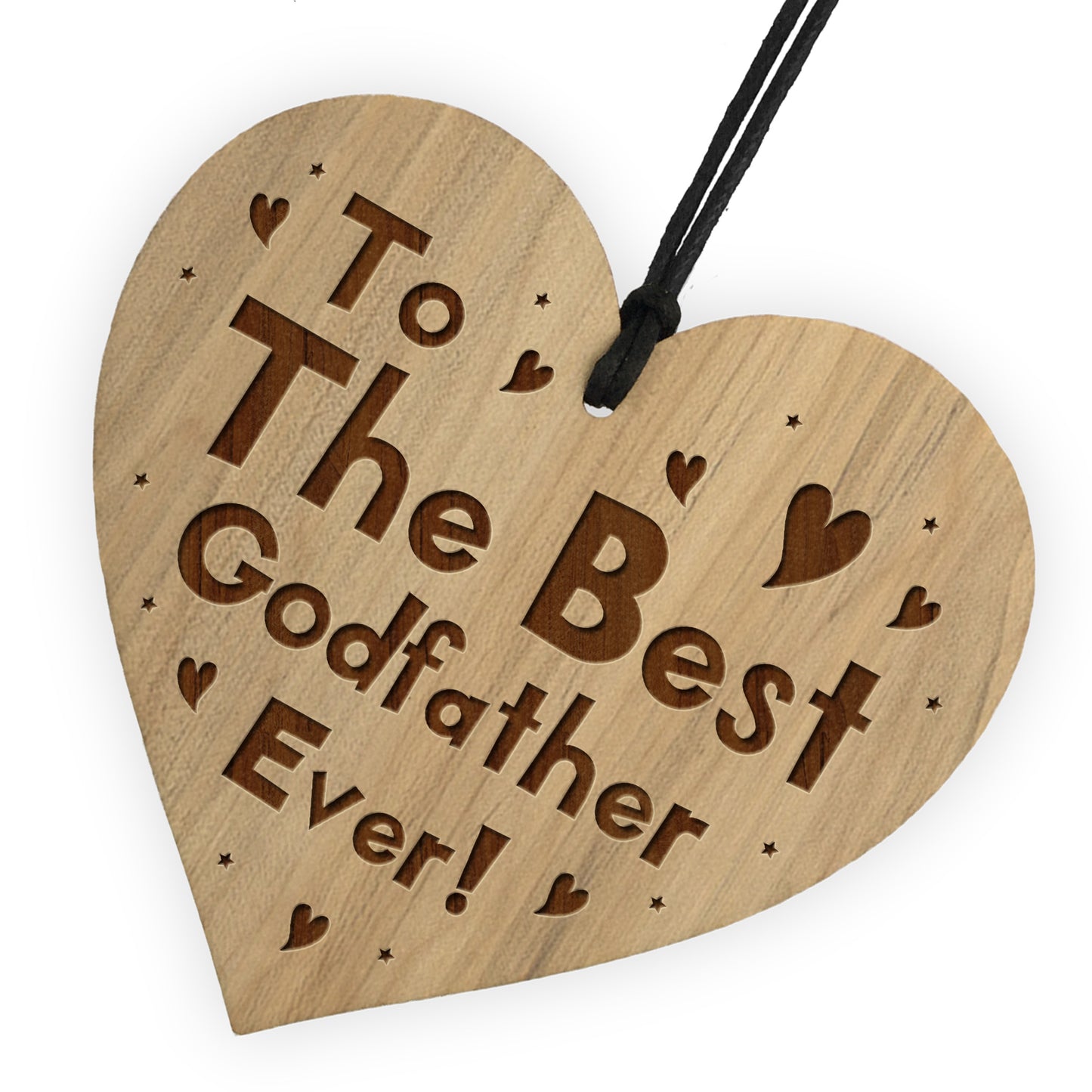 Gift For Best Godfather Engraved Wooden Heart Godfather Gifts
