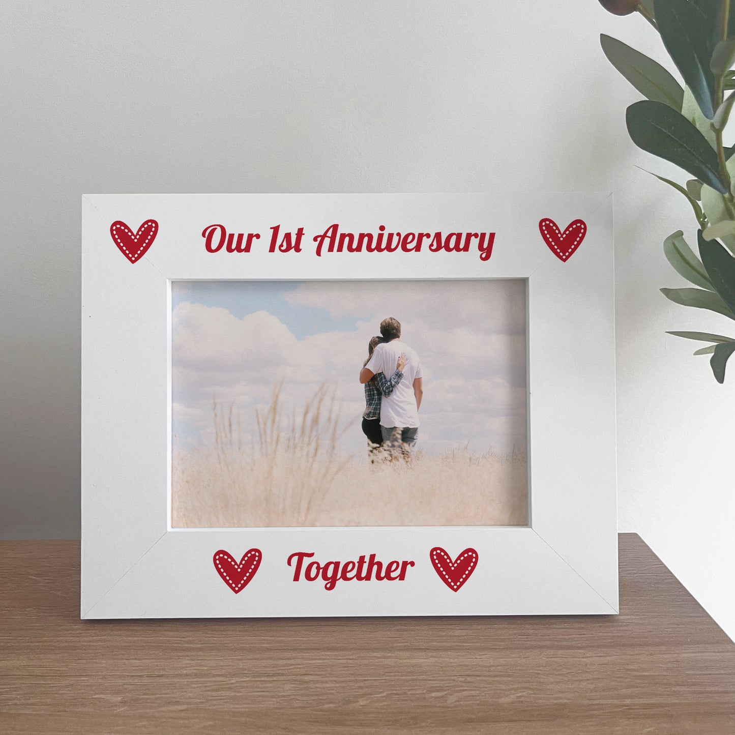 Our 1st First Anniversary 7x5 White Frame Gift For Couples