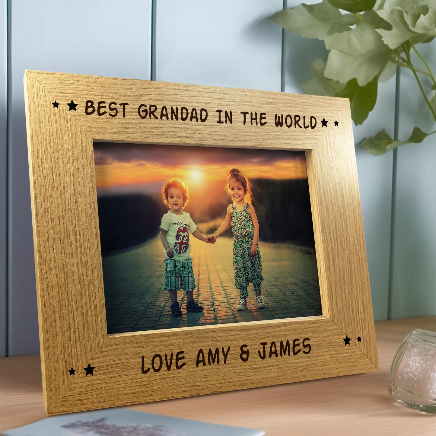 Best Grandad 7x5 Oak Frame Gift For Him Birthday Grandfather