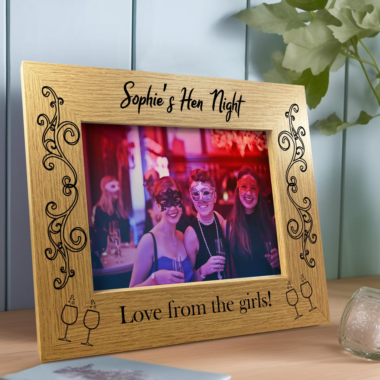 Personalised Hen Party Gift 7x5 Wood Frame Hen Night Gift Friend