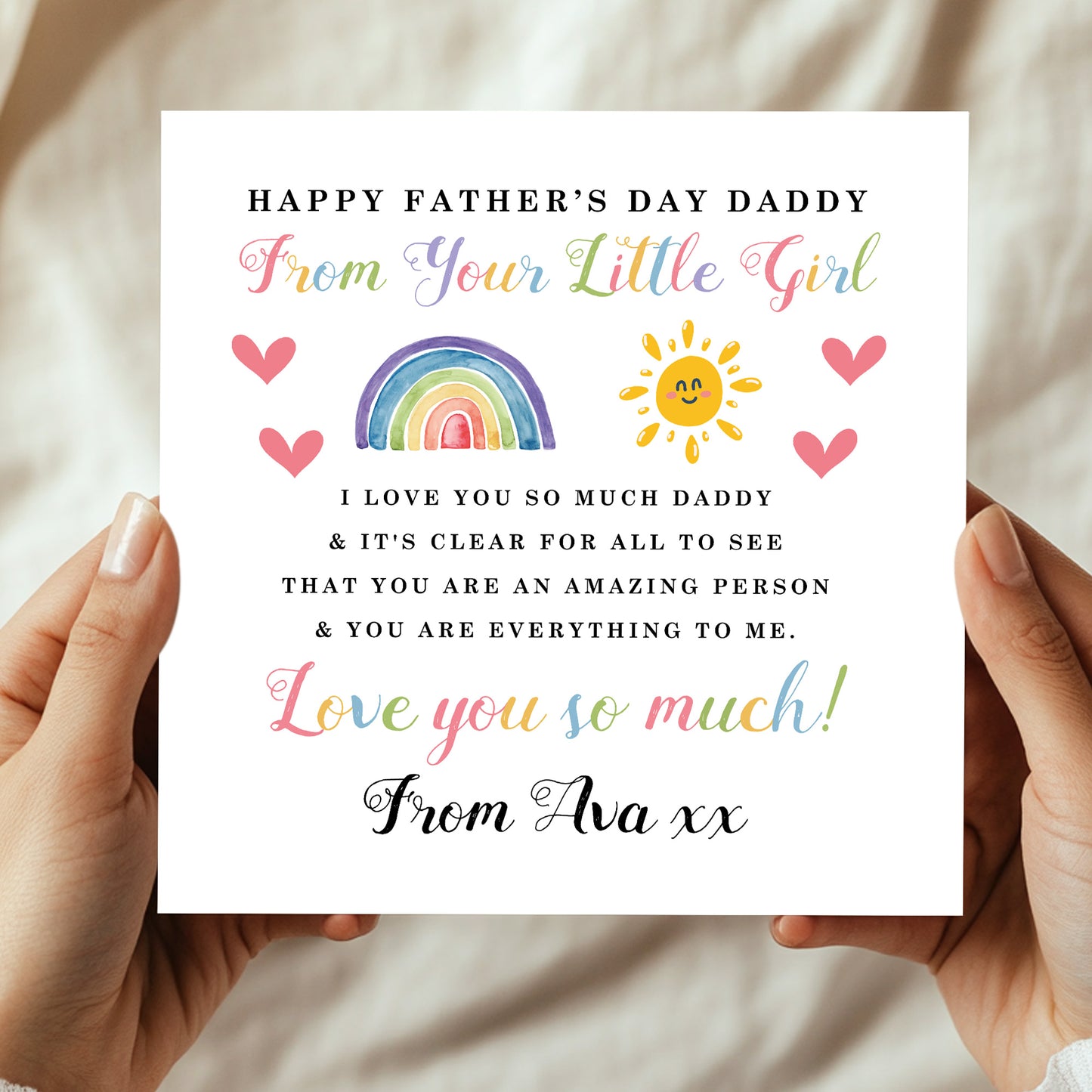 Personalised Fathers Day Daddy Card From Daughter Father's Day