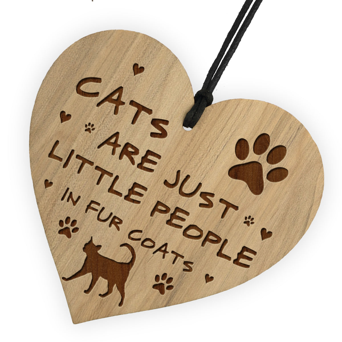 Funny Cat Gift For Cat Lovers Hanging Wood Heart Home Decor