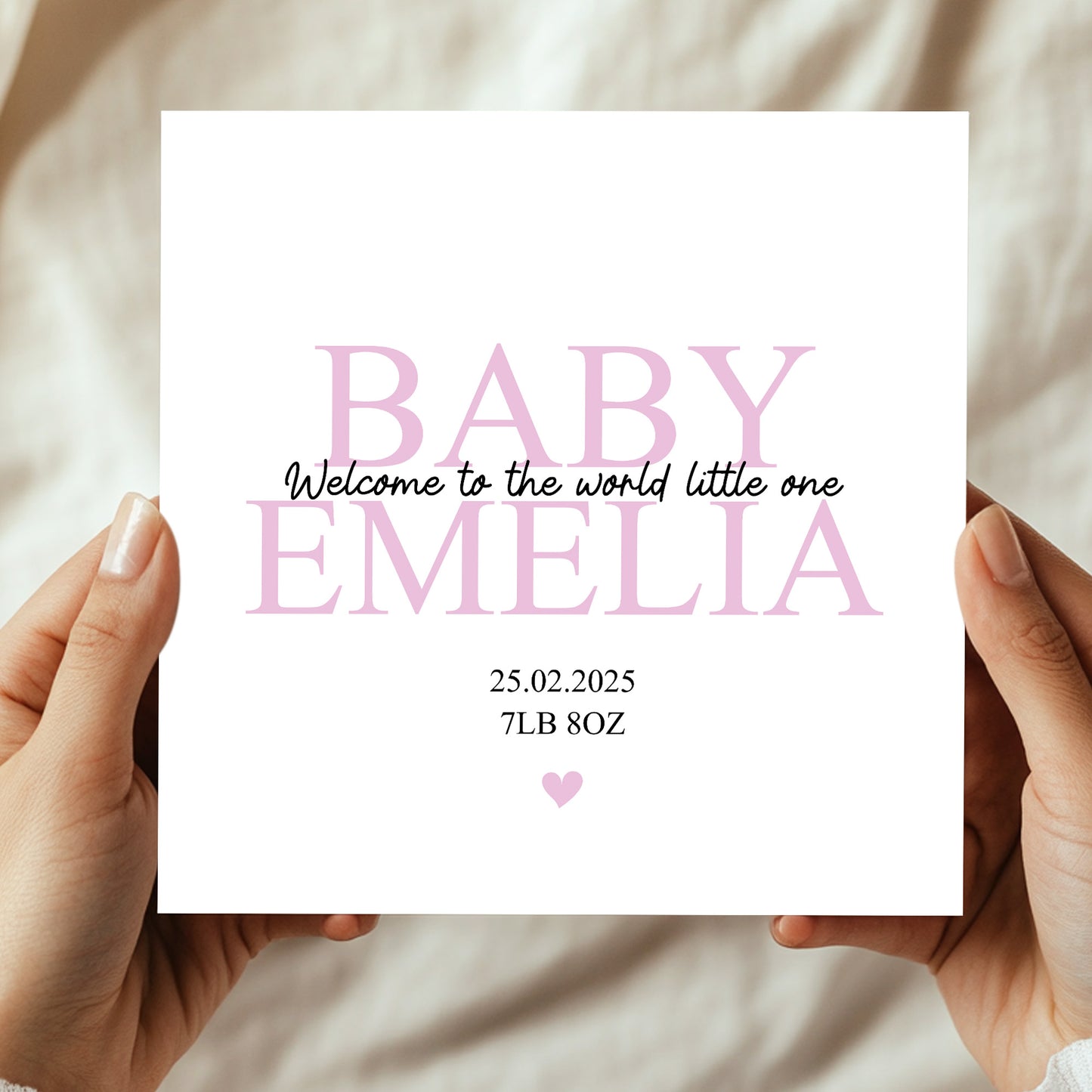 Welcome To The World Baby Girl Card Personalised Newborn Baby