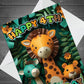 4th Birthday Card for Boys Girl Jungle Animals Birthday Card
