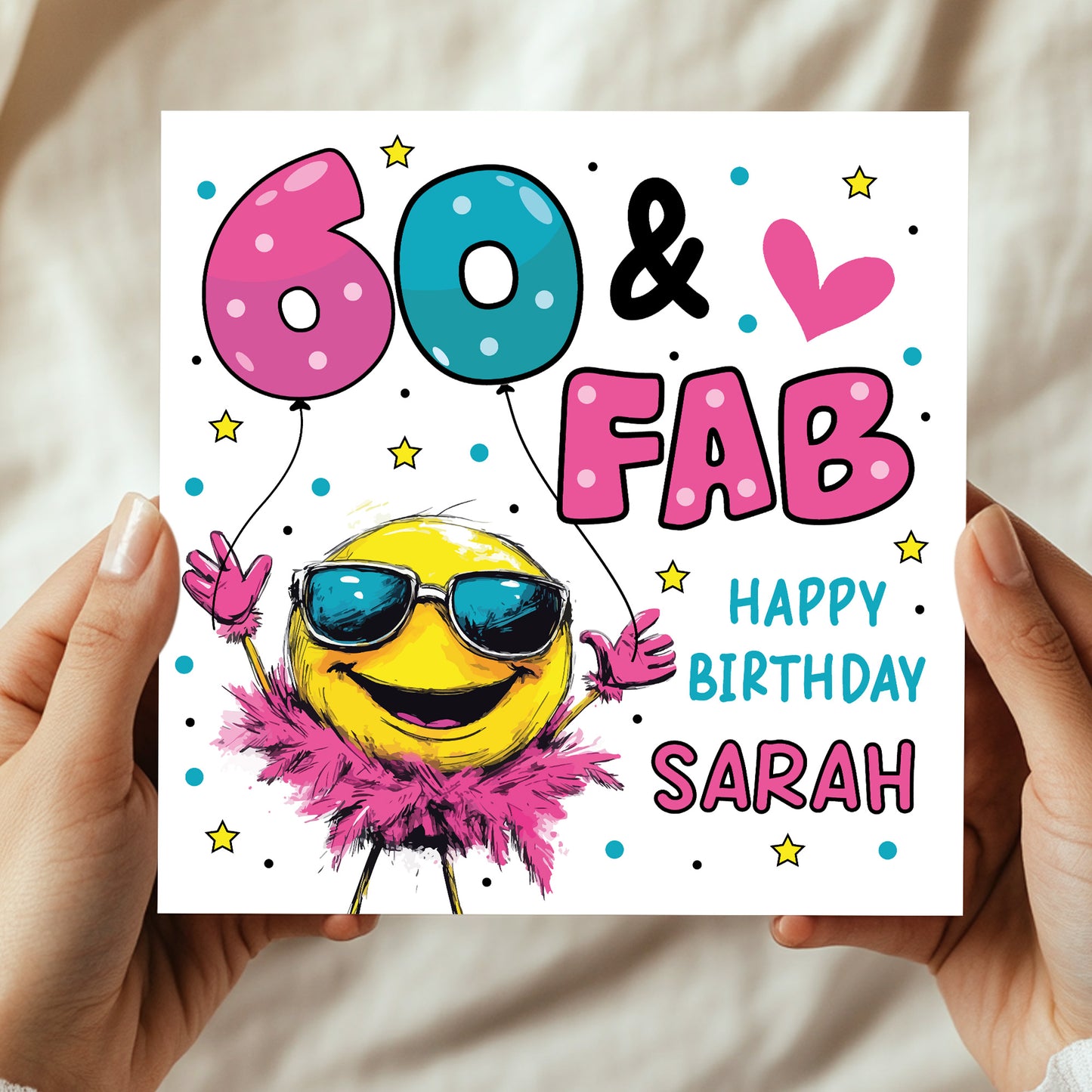 Personalised 60th Birthday Card For Women 60 And Fab For Mum