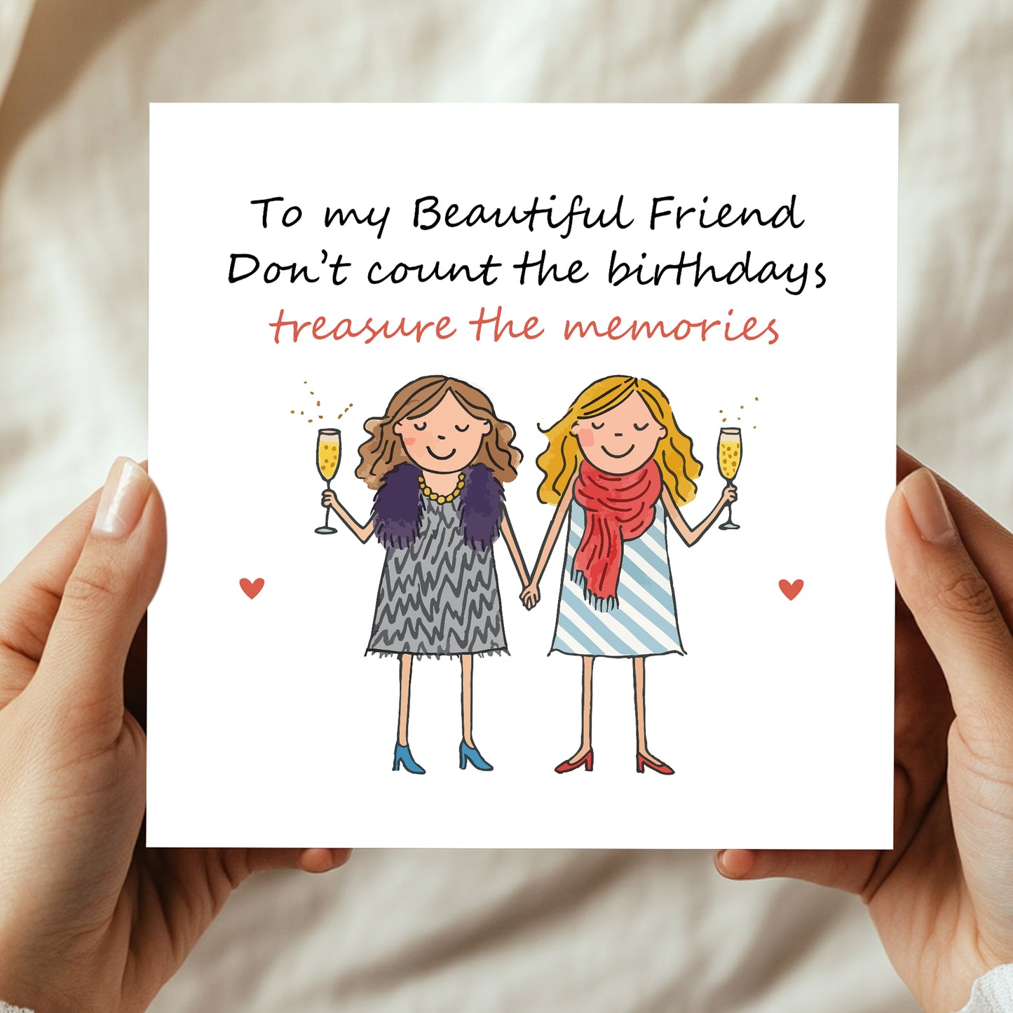 BEST FRIEND Birthday Card With Kraft Envelope Bestie BFF