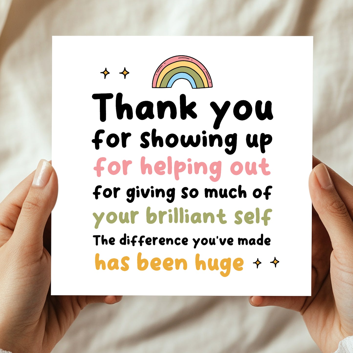 Thank You Card For Someone Special Card For Teacher Volunteer