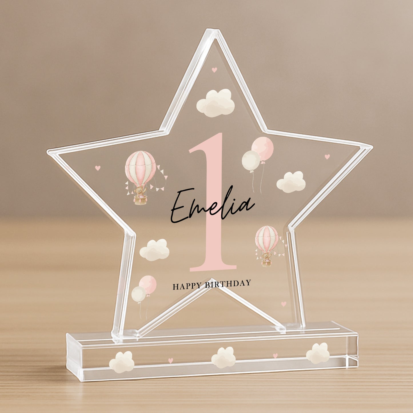 Personalised 1st Birthday Gift For Baby Girl Acrylic Star Plaque