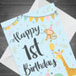 1st Birthday Jungle Animals Card for Girls Boys 1 Year Old Child