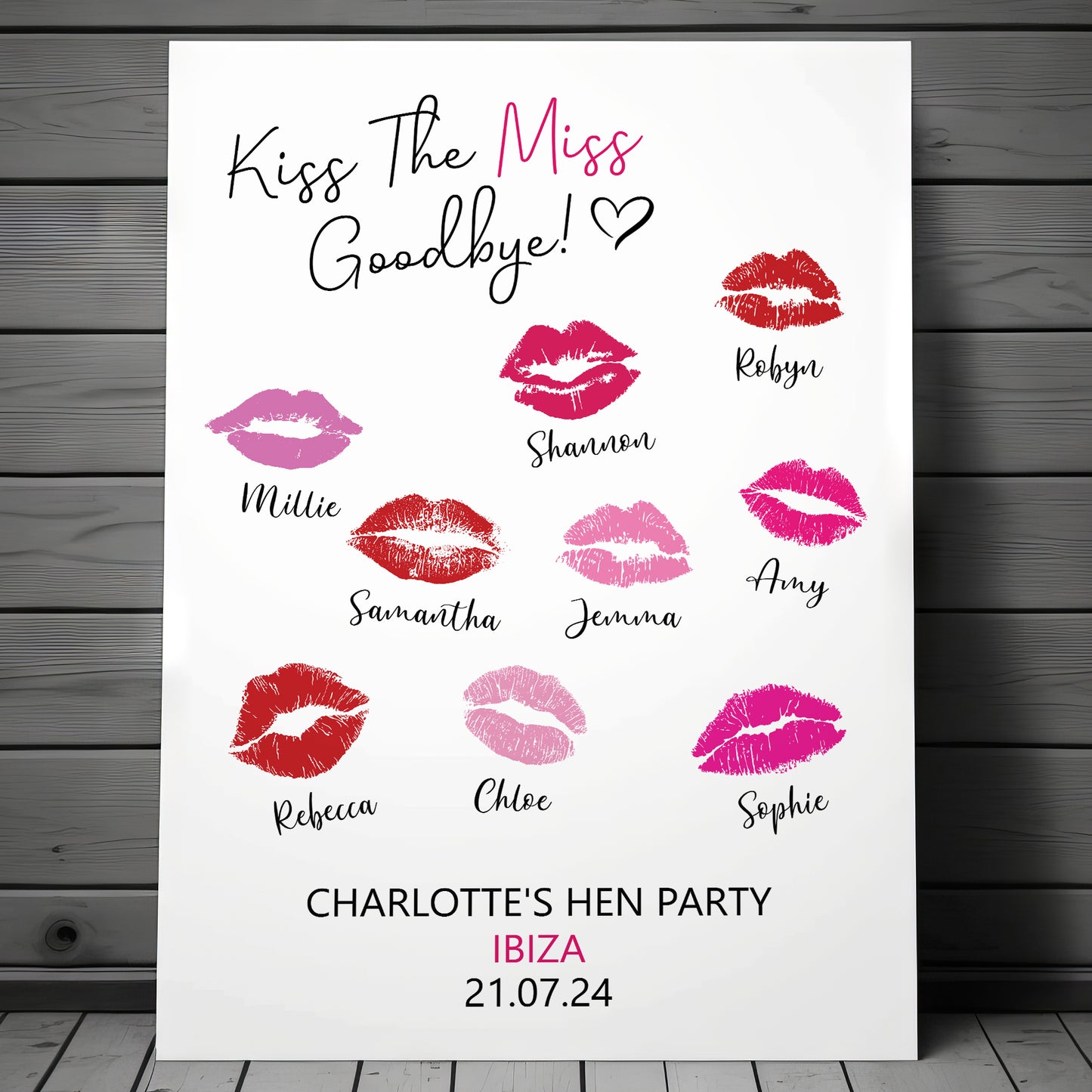 Kiss The Miss Goodbye Print A3 Hen Party Print Keepsake Gift