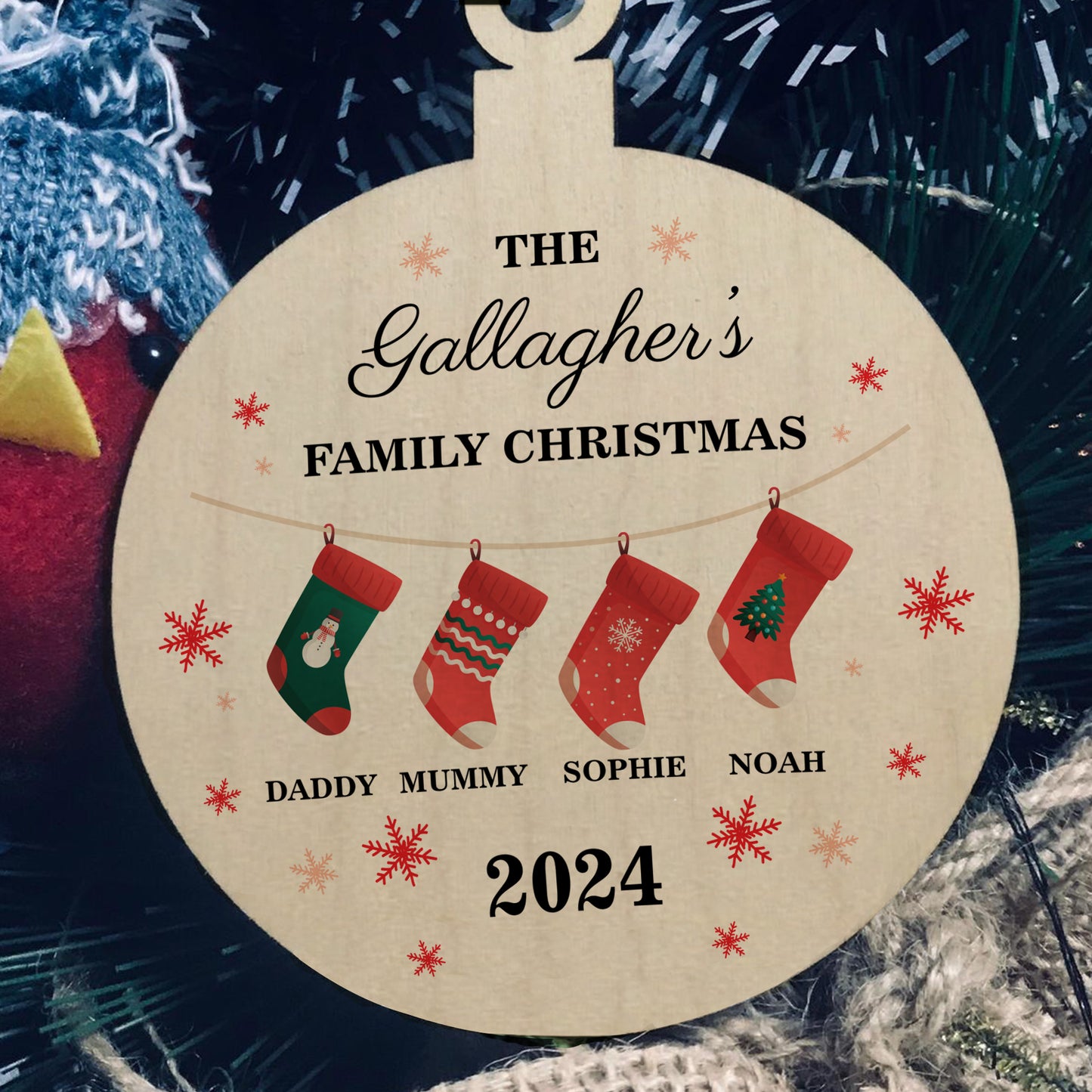 Personalised Christmas Decoration For Family of 4 Ornament