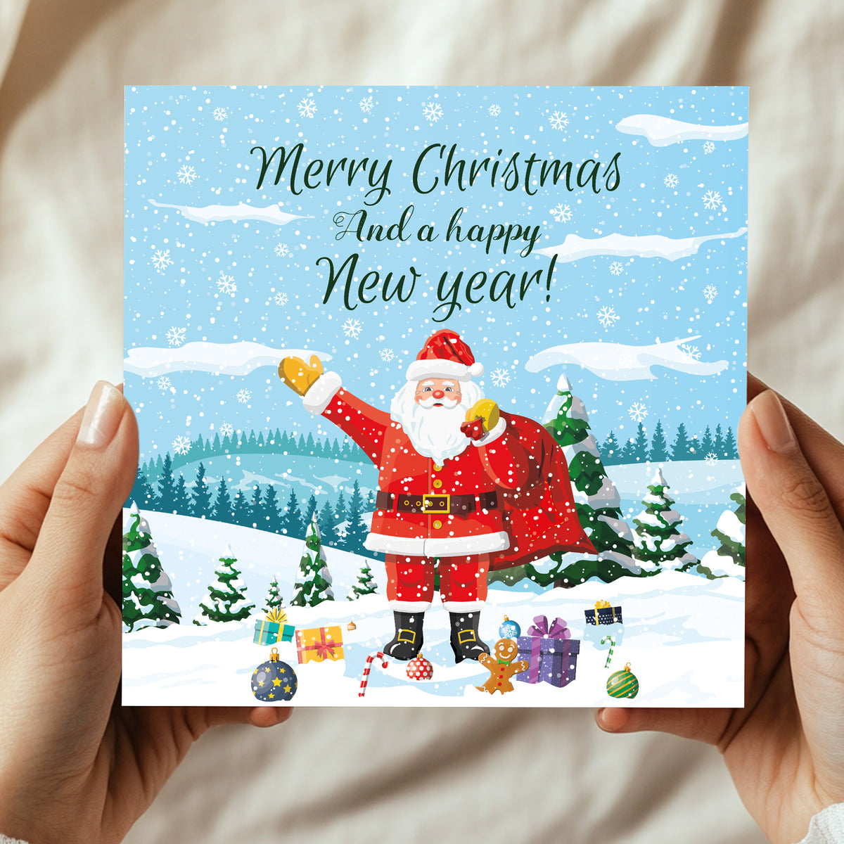 Merry Christmas Happy New Year Card For Friends and Family