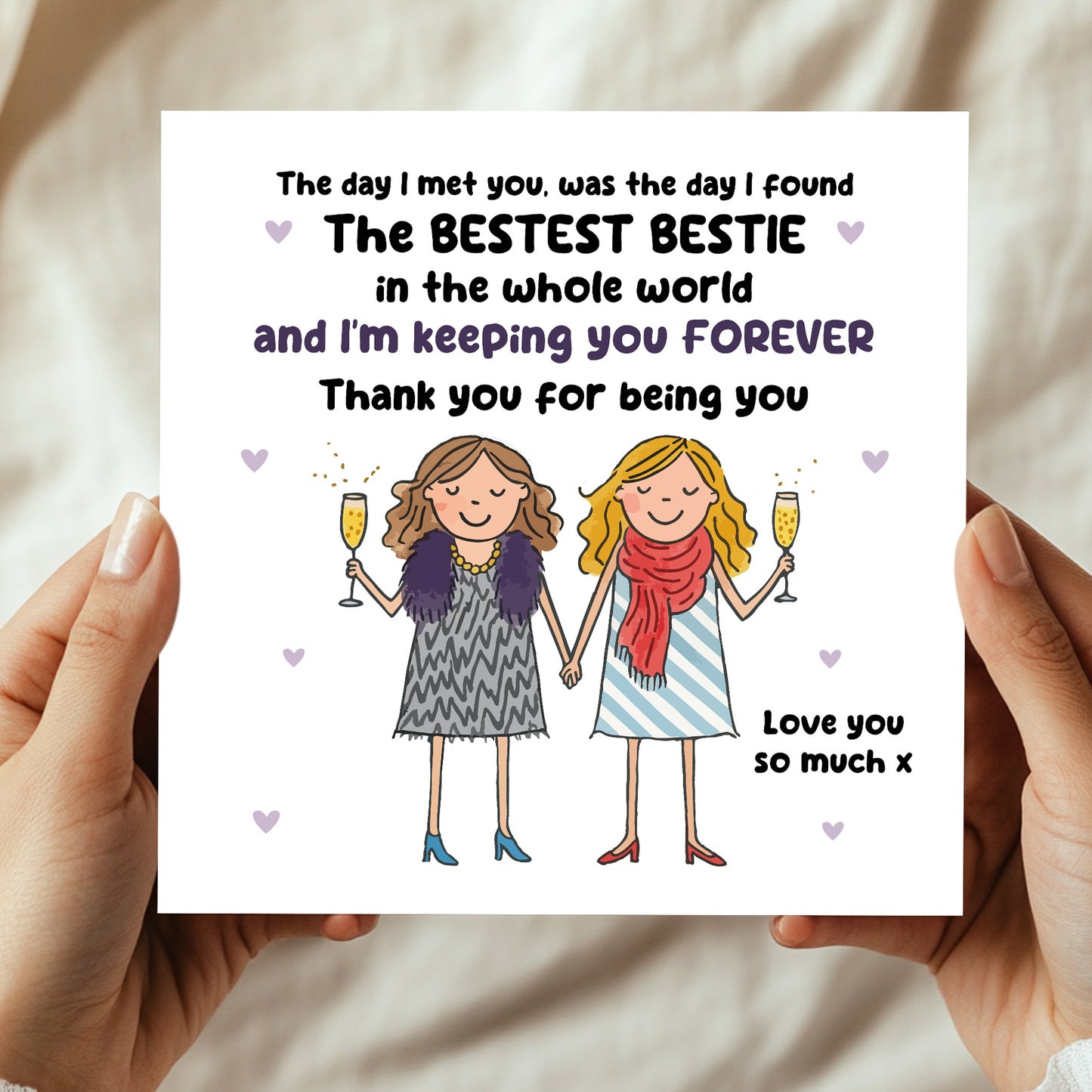 Birthday Card For Friend Bestest Bestie Card With Kraft Envelope