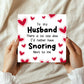 Funny Husband Valentine's Day Card Snoring Card Valentines Card