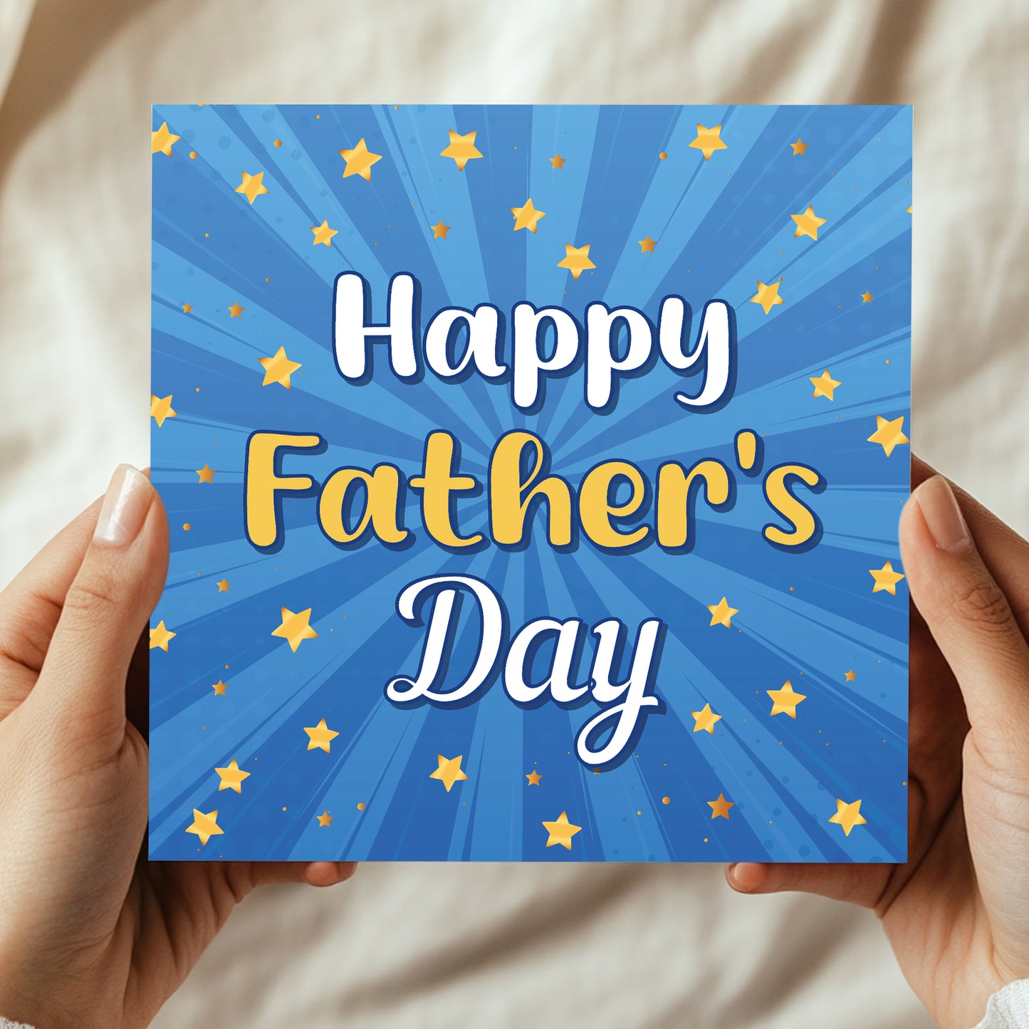 Dad Card For Fathers Day With Envelope Included Gold Stars