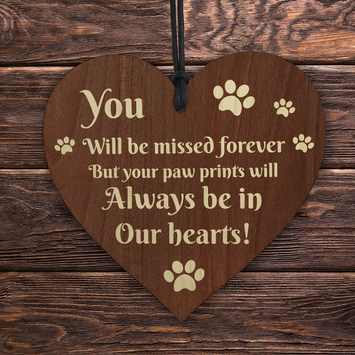 Memorial Gifts For Dog Pet Cat Wooden Heart In Memory Plaque
