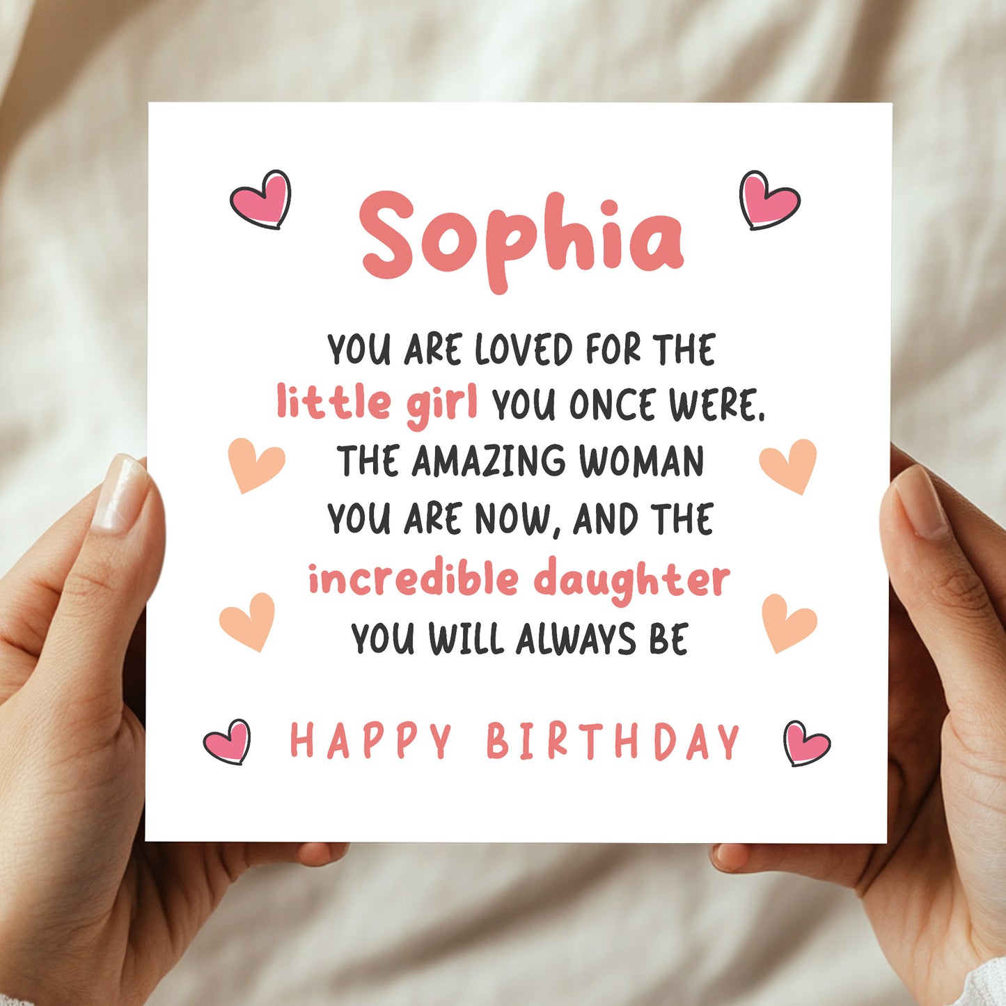 Daughter Birthday Card Personalised With Any Name Card From Mum