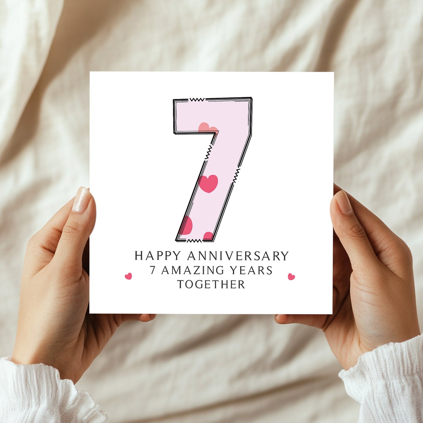 7th Wedding Anniversary Card With Envelope 7th Anniversary Cards