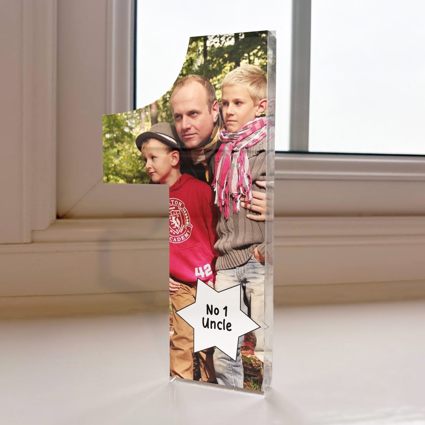 Personalised Gift For Uncle Mirror Acrylic Freestanding Number 1