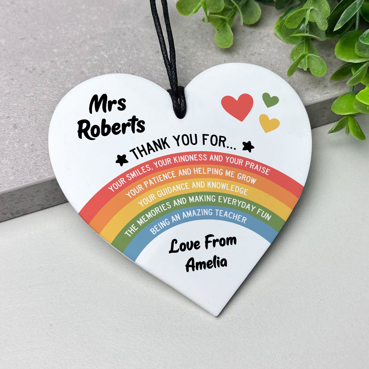 PERSONALISED Teacher Gift Rainbow Acrylic Plaque Thank You Gift