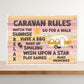 Colourful CARAVAN RULES SIGN Wall Door Plaque Caravan Sign