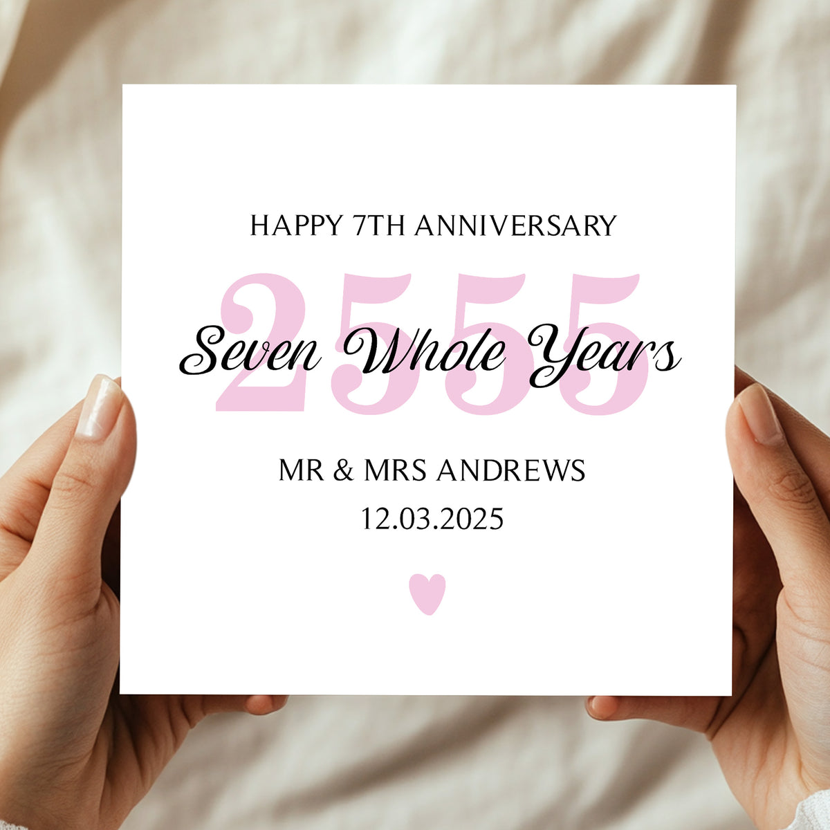 Personalised 7th Wedding Anniversary Card For Husband Wife