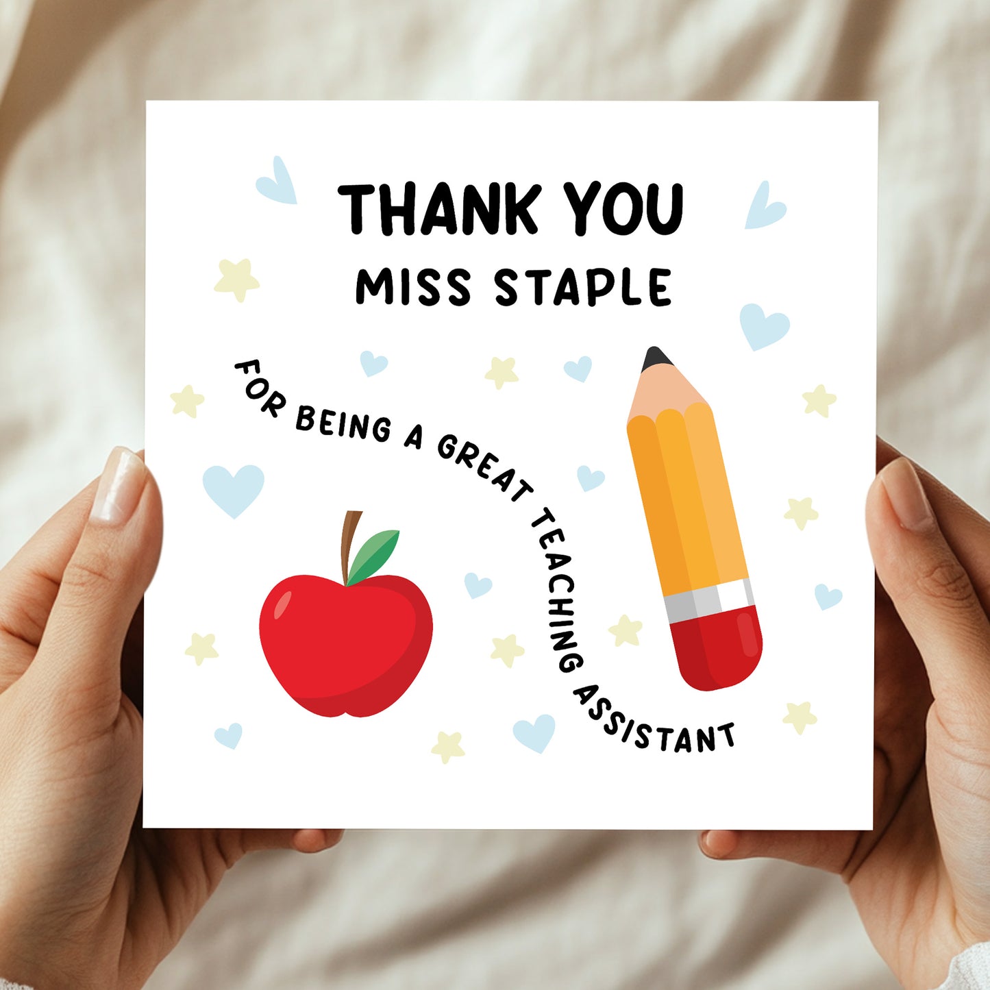 Personalised Teaching Assistant Card With Kraft Envelope Card