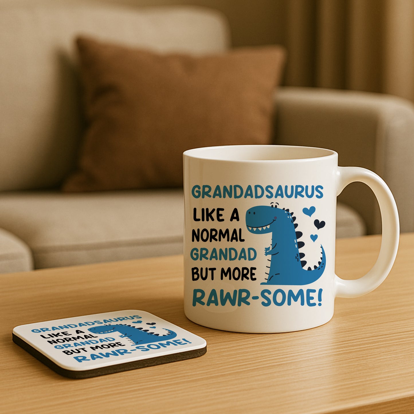 Grandad Gifts Grandadsaurus Mug and Coaster Novelty Gift