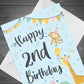 2nd Birthday Jungle Animals Card for Girls Boys 2 Year Old Child