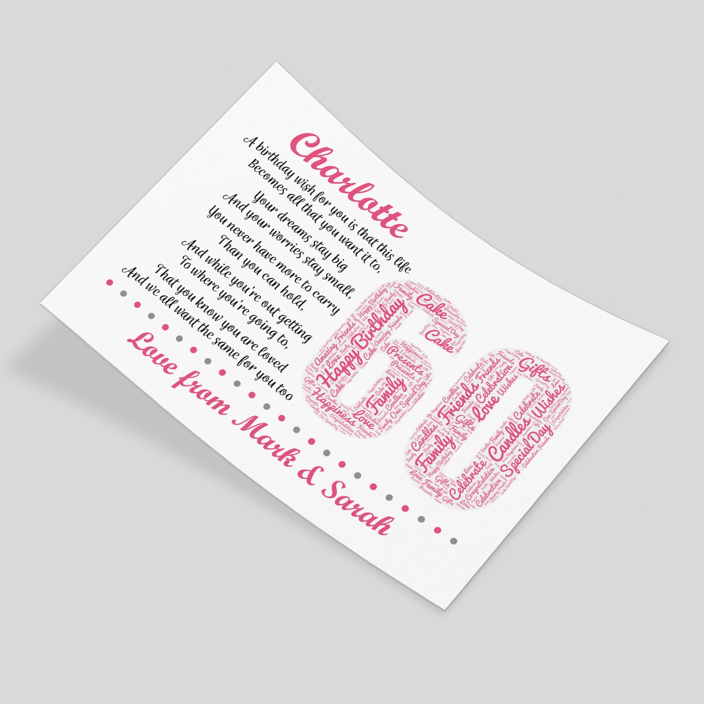 Personalised 60th Birthday Gifts for Her Women Wife Mum Nan