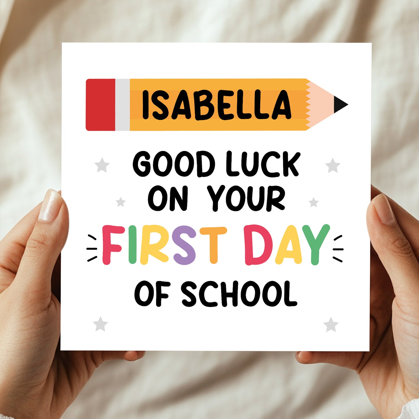 Personalised Good Luck On Your First Day of School Card For Son