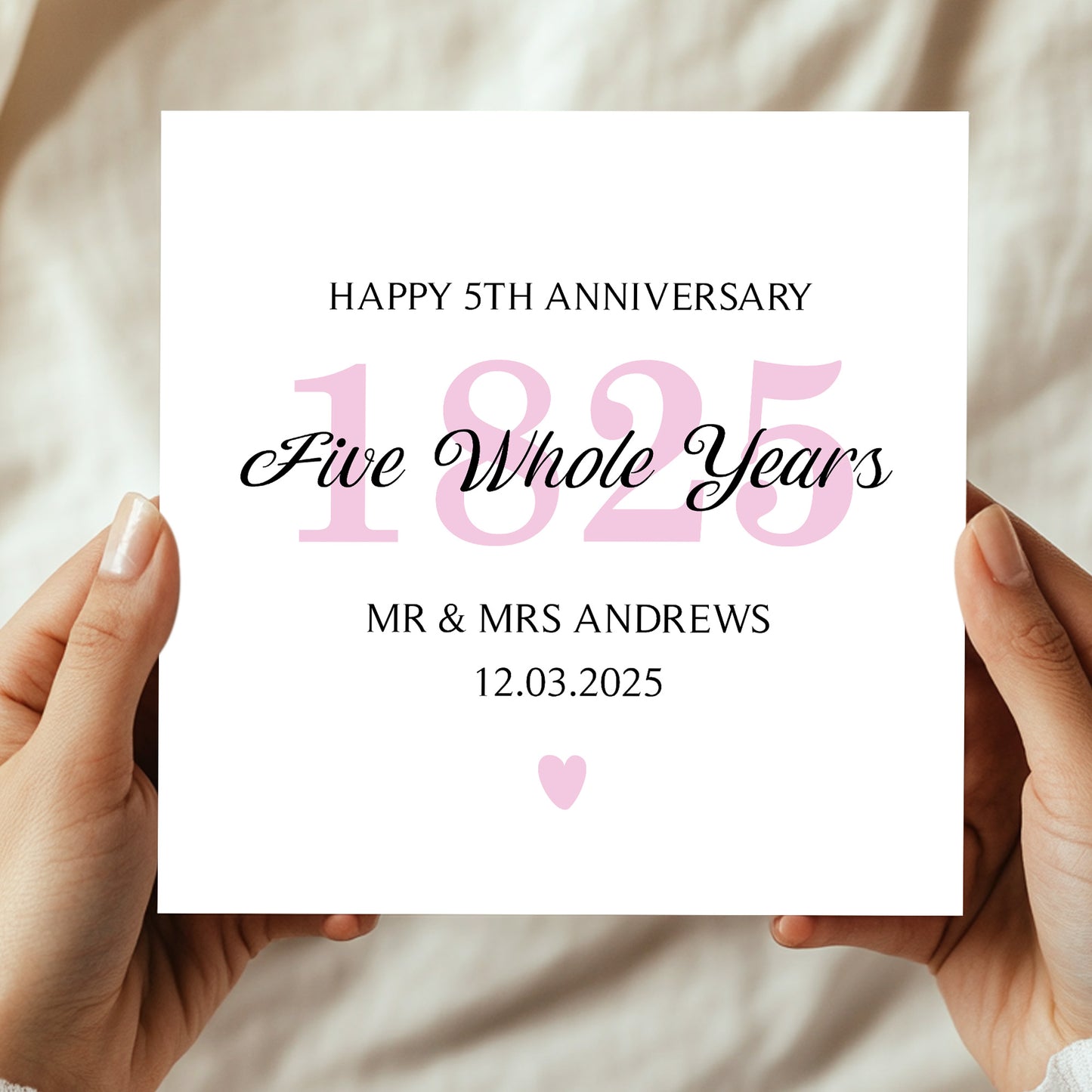 Personalised 5th Wedding Anniversary Card For Husband Wife