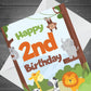 2nd Birthday Card for Boys Girls Second Birthday Jungle Cards