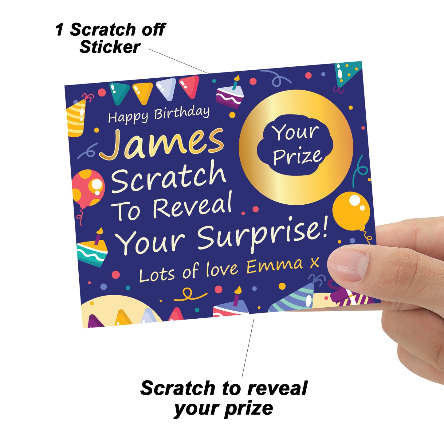 Personalised Birthday Surprise Reveal Scratch Off Card Prize