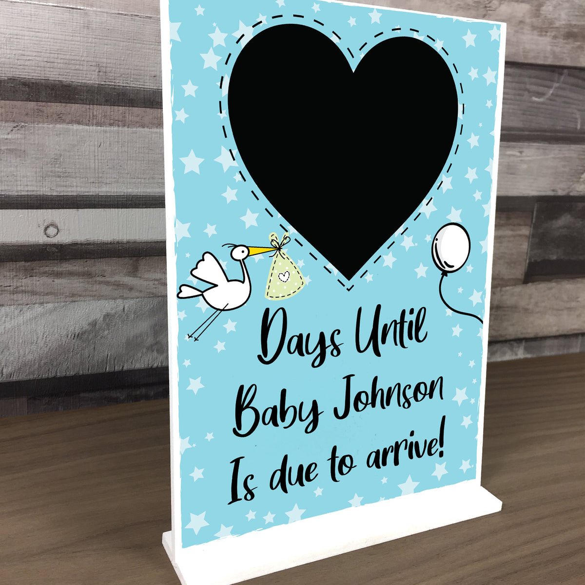 New Baby Countdown Plaque Chalkboard Sign Pregnancy Baby Blue