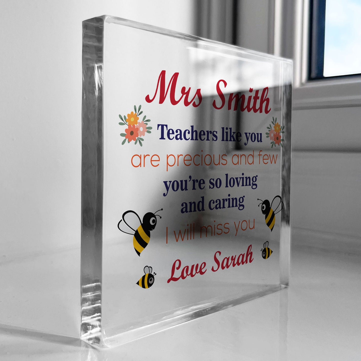 Personalised Teacher Gifts Precious And Few Acrylic Block