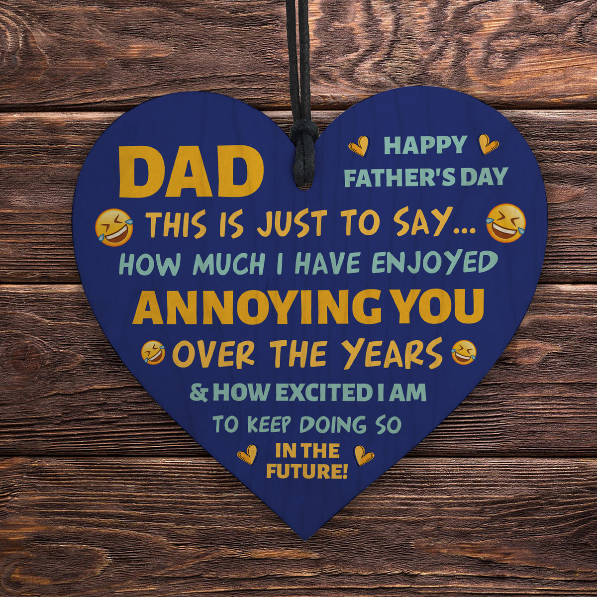 Fathers Day Wooden Heart Funny Dad Gifts For Him Fathers Day