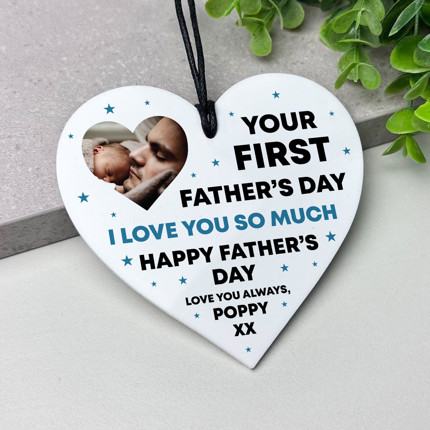Gift For New Daddy For 1st Fathers Day Heart Plaque Personalised