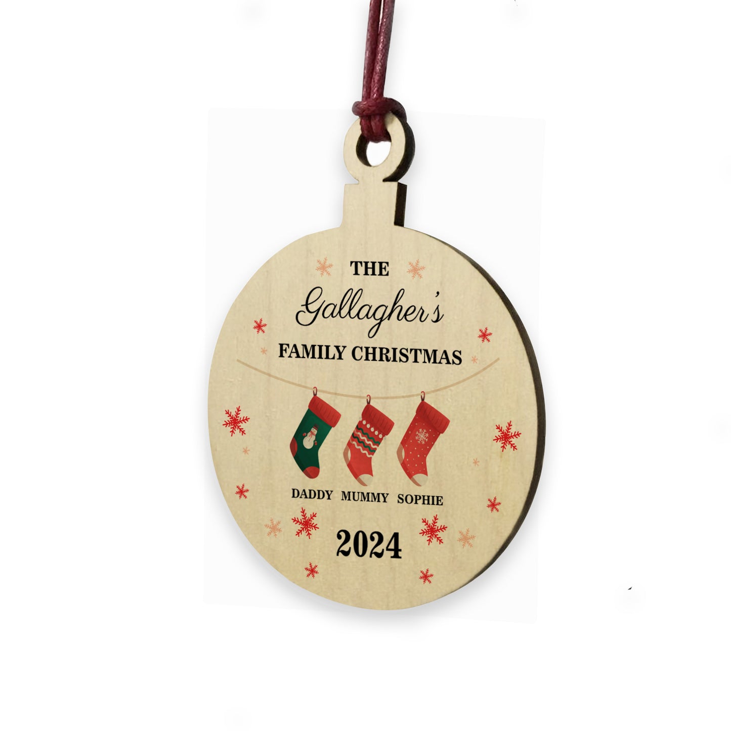 Personalised Christmas Decoration For Family of 3 Ornament