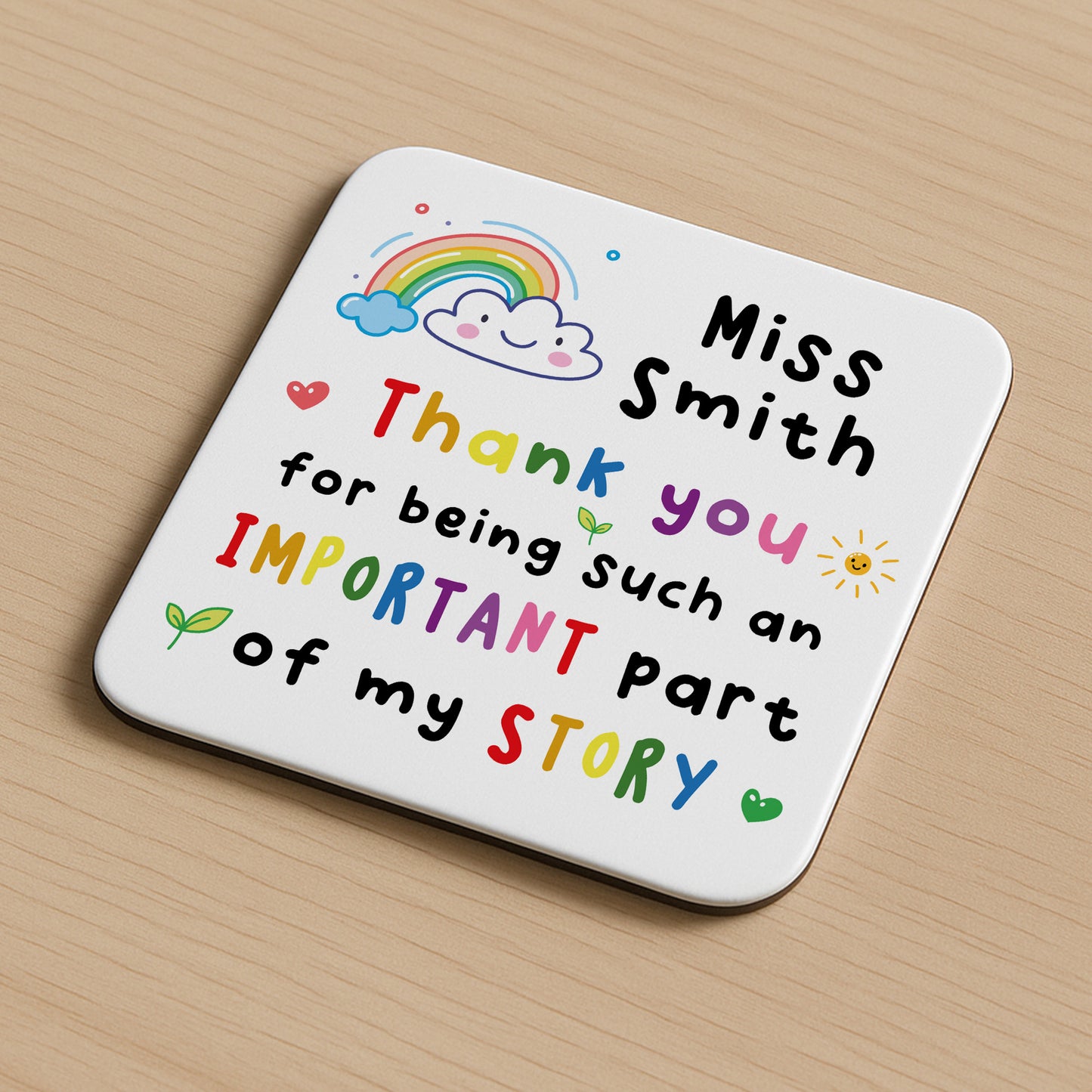 Teacher Coaster PERSONALISED Important Part Of My Story