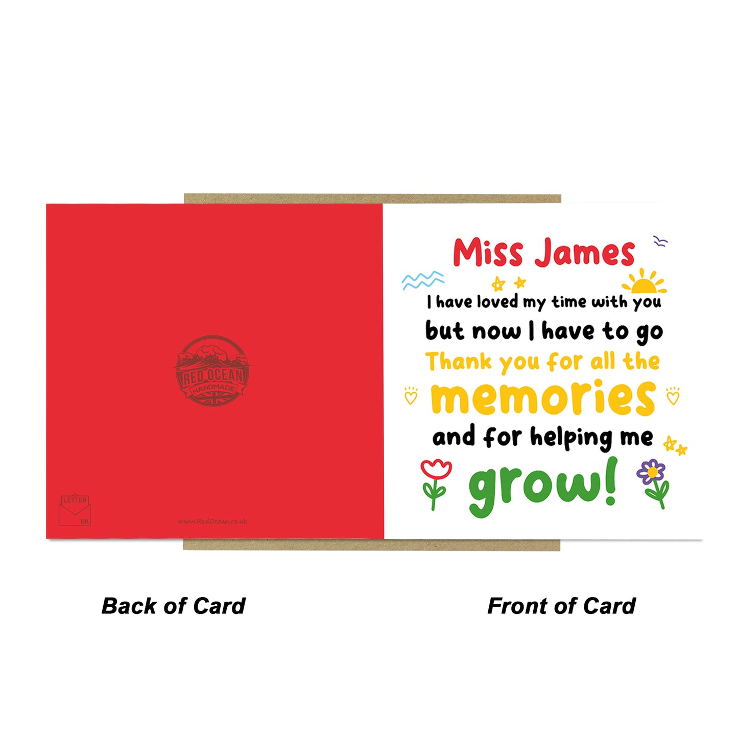 Personalised Teacher Appreciation Card For Teacher Thank You