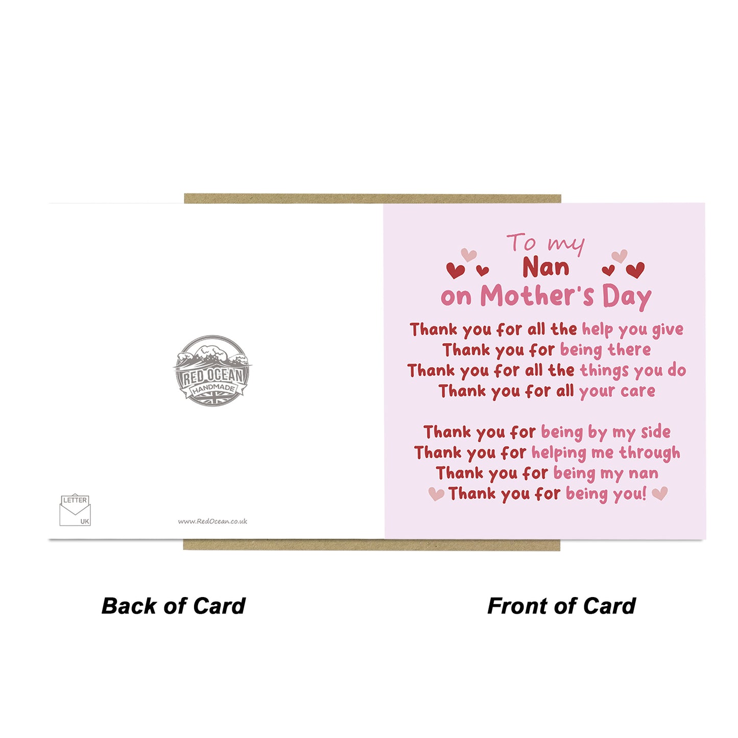 Thank You Card For Nan For Mothers Day, Thank You For Being You