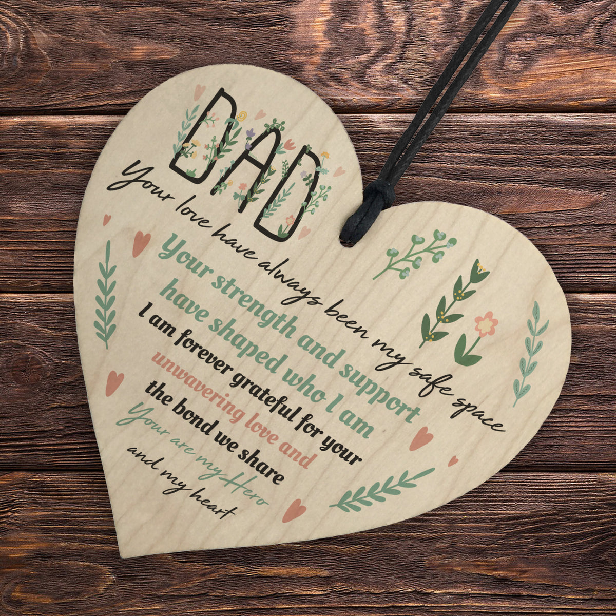 Dad Wooden Heart Keepsake Gift From Daughter Dad Gift
