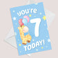 7th Birthday Age 7 Children's Kids Baby Giraffe Greetings Card