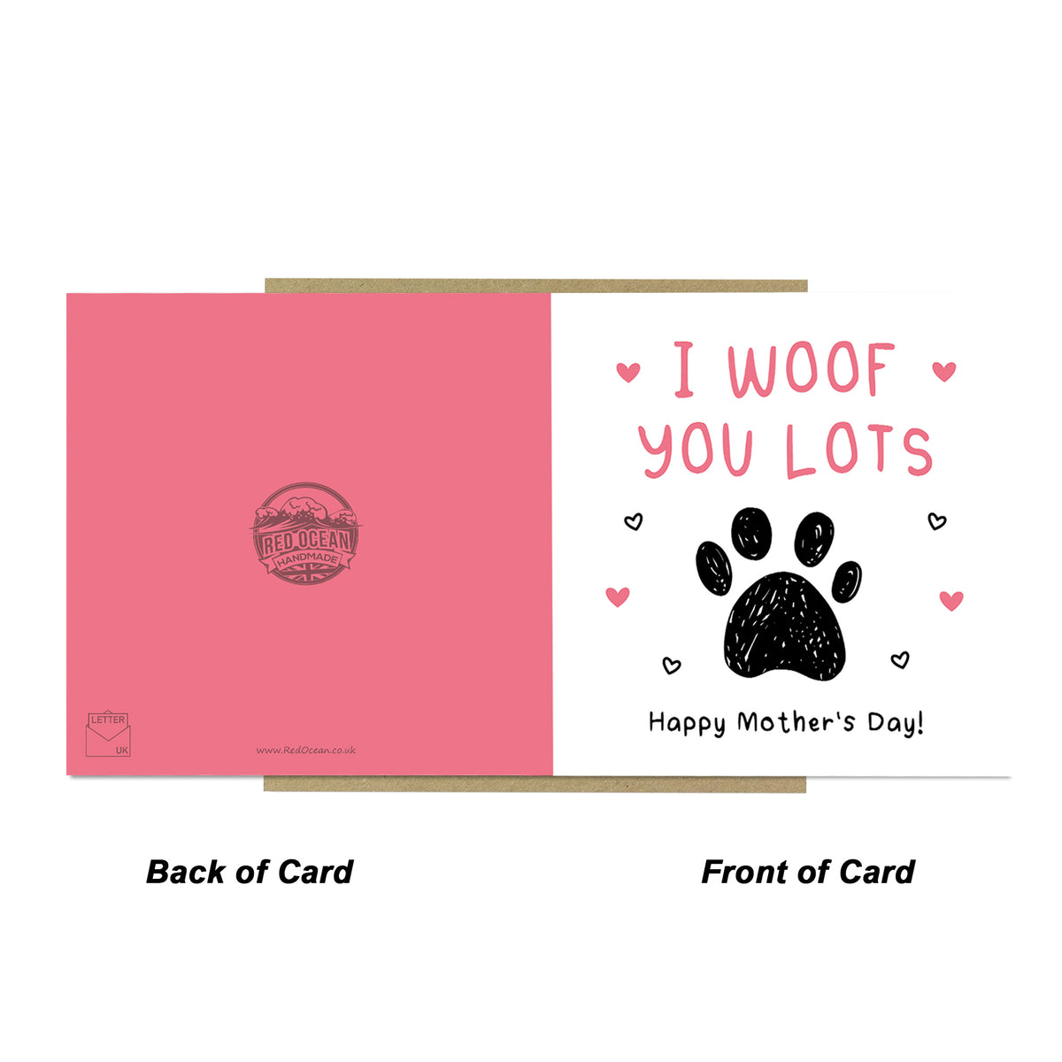 Mothers Day Card From The Dog With Envelope I Woof You Lots