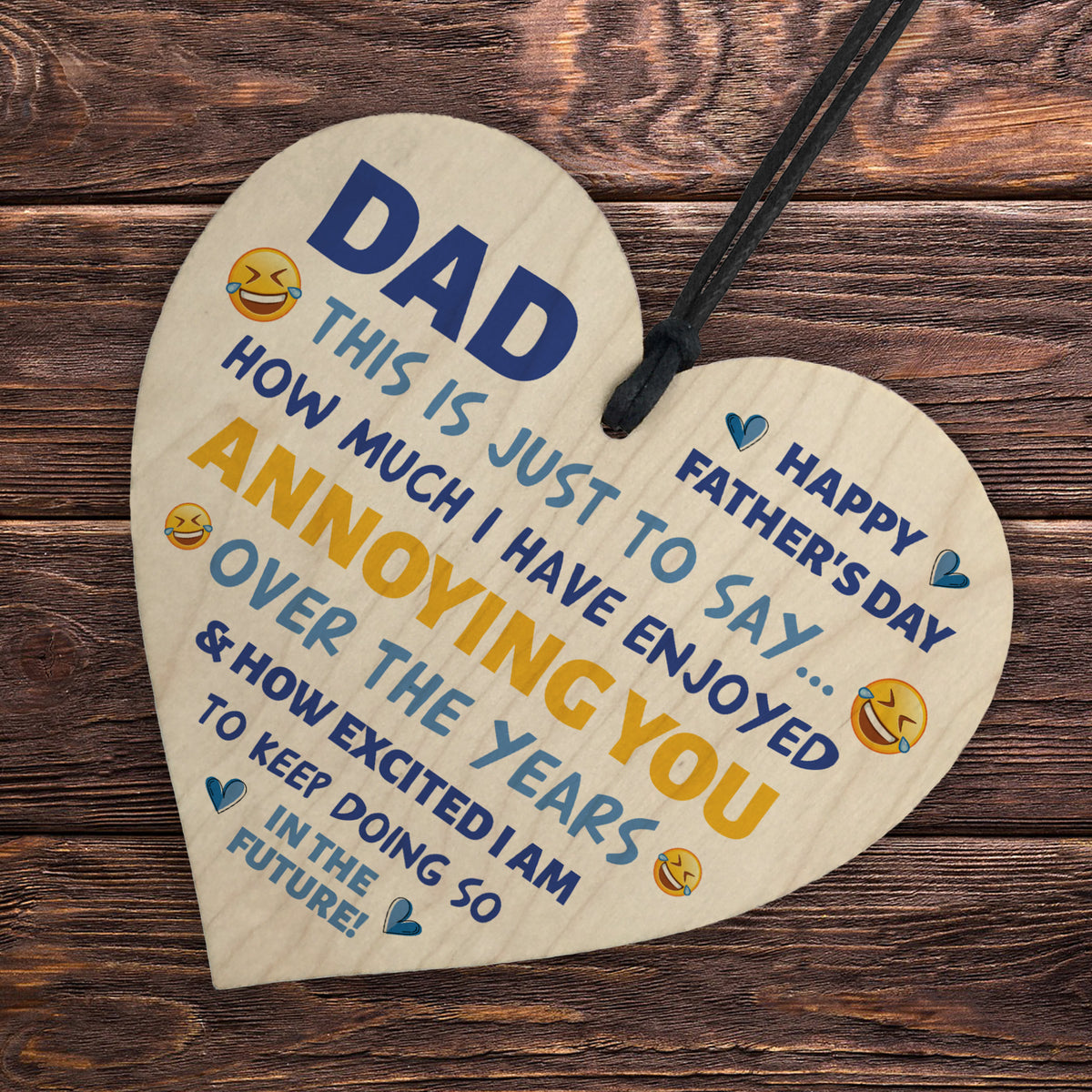 Dad Wooden Heart Plaque Gifts for Dad Funny Fathers Day Dad Gift
